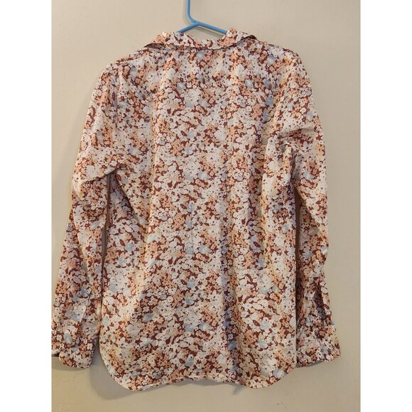 Ralph Lauren Women Large‎ Brown Floral Long Sleeve Button Up Boho Hippie Shirt - Picture 3 of 9